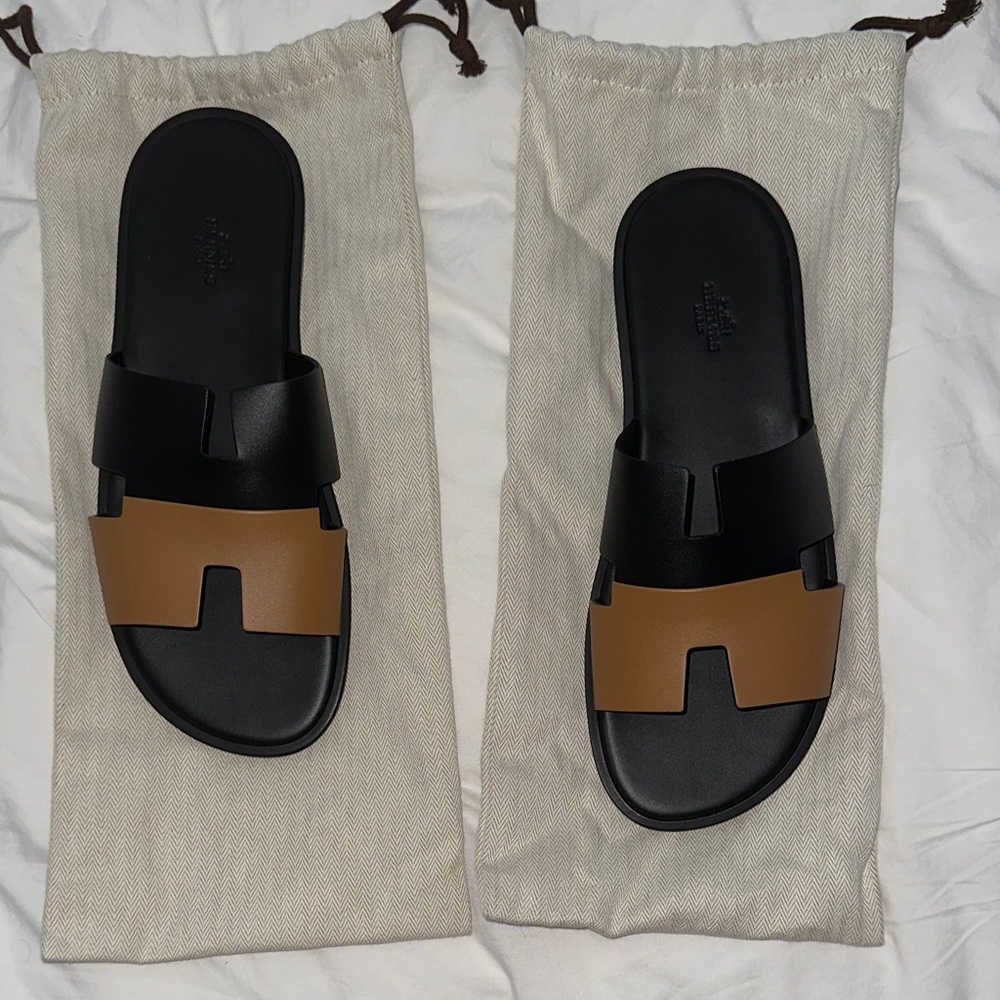 Hermes Black and Brown Men's Sandals